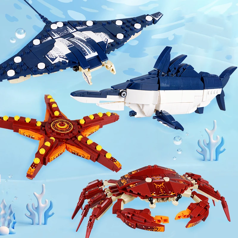 Aquarium Fish Lego - 창의적인 조립 게 해양 동물 빌딩