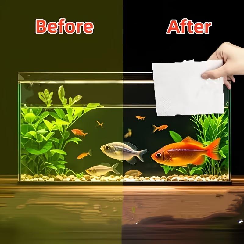 Aquarium Fish Yellow - 50개/300개입 수족관용 색상 흡수 필터 시트,