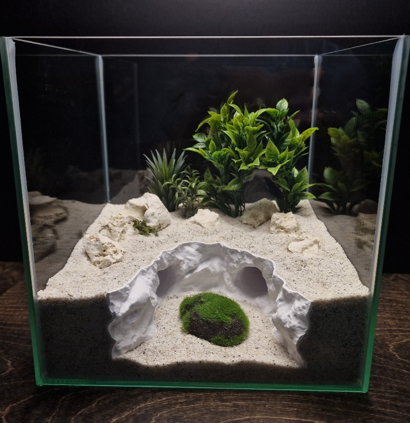Aquarium Fishland - 2-in-1 수륙 겸용 은신처 동굴 터널