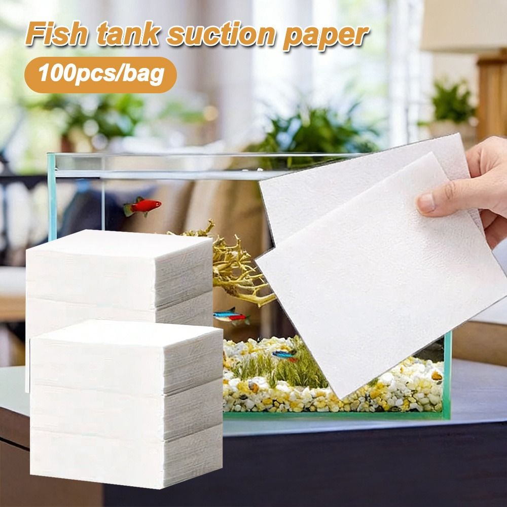 100pcs 다기능 수족관 흡수성 종이 필터 수족관 물 - Aquarium Fish Yellow 리뷰 및 가격