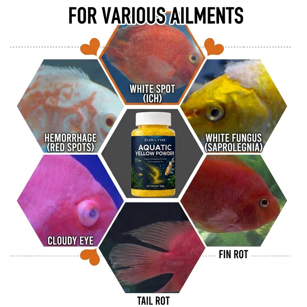 수족관용 수질개선제, 즉시 용해되는 노란색 분말형 정화 - Aquarium Fish Yellow 리뷰 및 가격