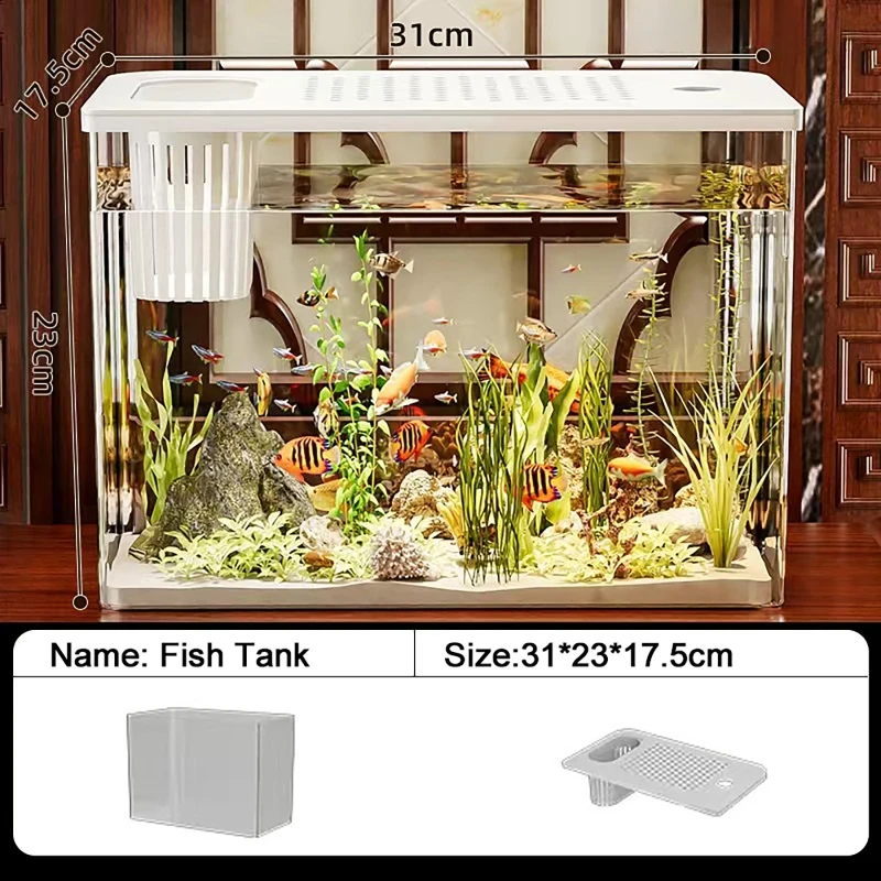 PET + ABS 물고기 탱크 뚜껑이있는 새로운 투명한 - Aquarium Fish In Bowl 리뷰 및 가격